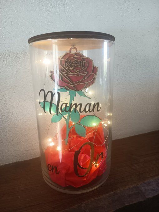 rose en bois lumineuse
