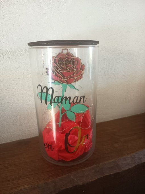 rose en bois lumineuse