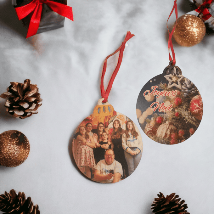 Boule de noël personnalisée photos recto/verso